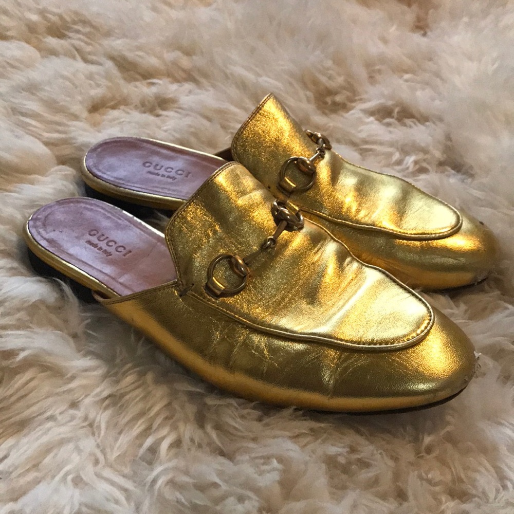 Gucci Metallic Gold Mules size 37 1/2